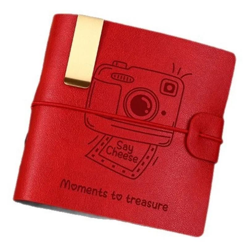 Álbum De Fotos Retrô Em Couro PU 3 Polegadas 100 Bolsos Para